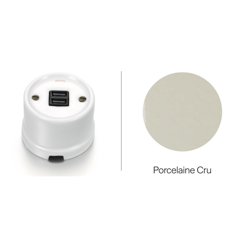 Chargeur USB double A+A porcelaine cru GARBY Fontini