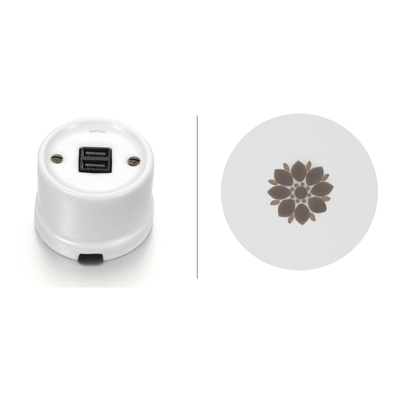 Chargeur USB double A+A porcelaine décor marron/or GARBY Fontini