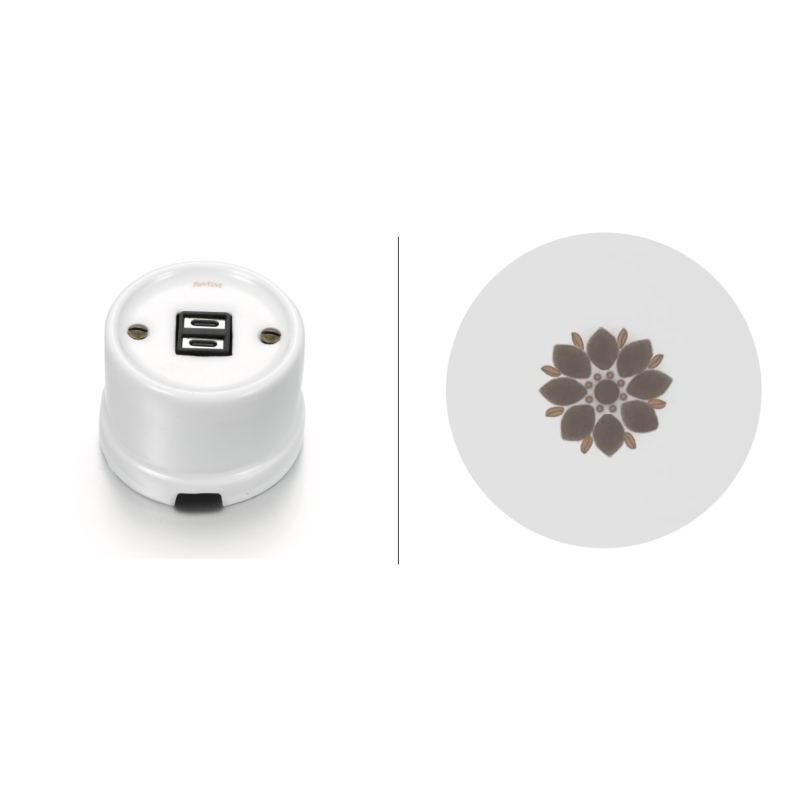 Chargeur USB C+C porcelaine décor marron/or GARBY Fontini rétro