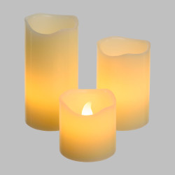 Lot 3 bougies LED ivoire effet flamme Ø5 cm Lotti blanc chaud