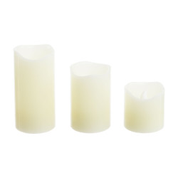 Lot 3 bougies LED ivoire effet flamme Ø5 cm Lotti blanc chaud