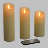 Lot 3 bougies LED rustiques effet flamme mouvement Ø5,2 cm télécommande