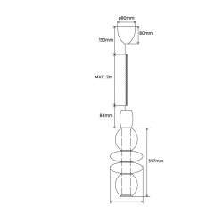 Suspension verticale Léonor verre soufflé doré miroir design