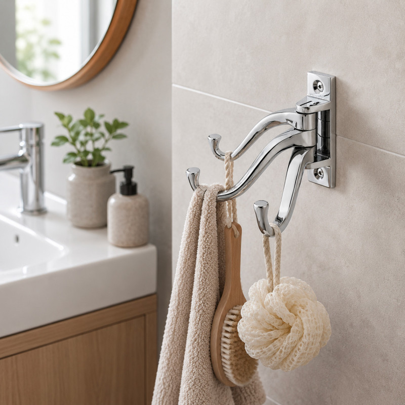 Patère triple orientable en laiton nickelé proposé par THPG