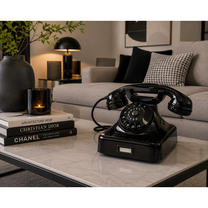 Téléphone à cadran W48 noir compatible avec le numérique proposé par THPG