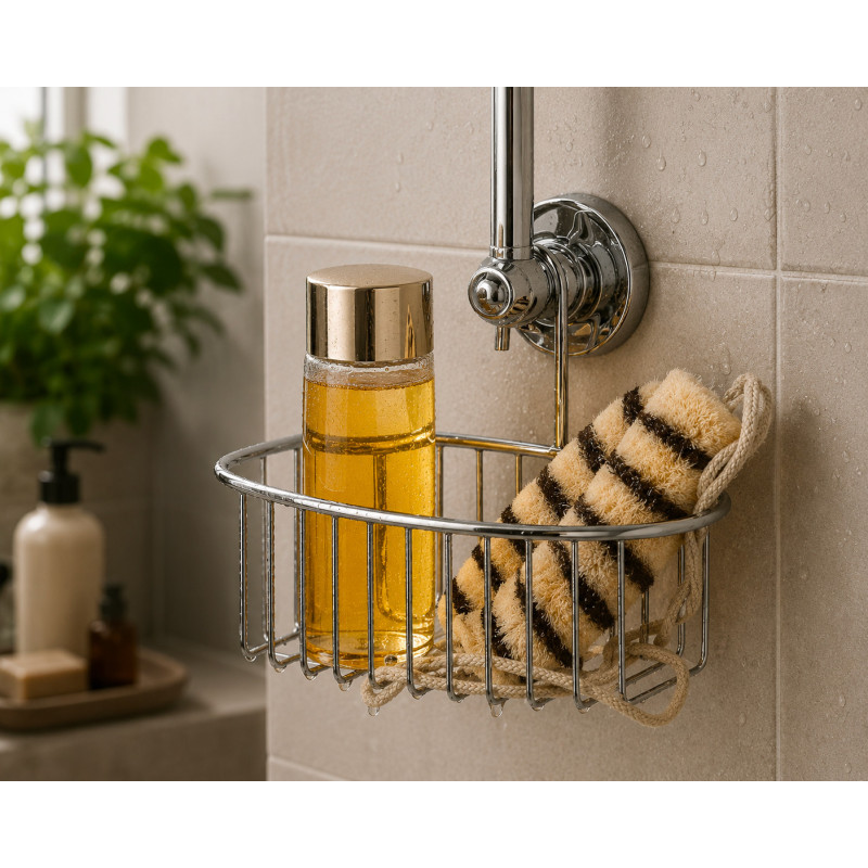 Panier en laiton chromé pour barres de douche de THPG