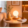 Lampe sur pied THPG porcelaine blanche & hêtre - Design rétro