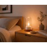 Lampe THPG porcelaine blanche & cerisier – Verre transparent