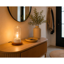 Lampe THPG porcelaine blanche & cerisier – Verre transparent