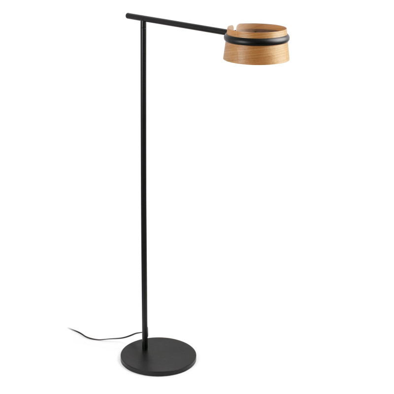 Lampadaire LOOP LED noir – Design bois et métal, par Estudi Ribaudí