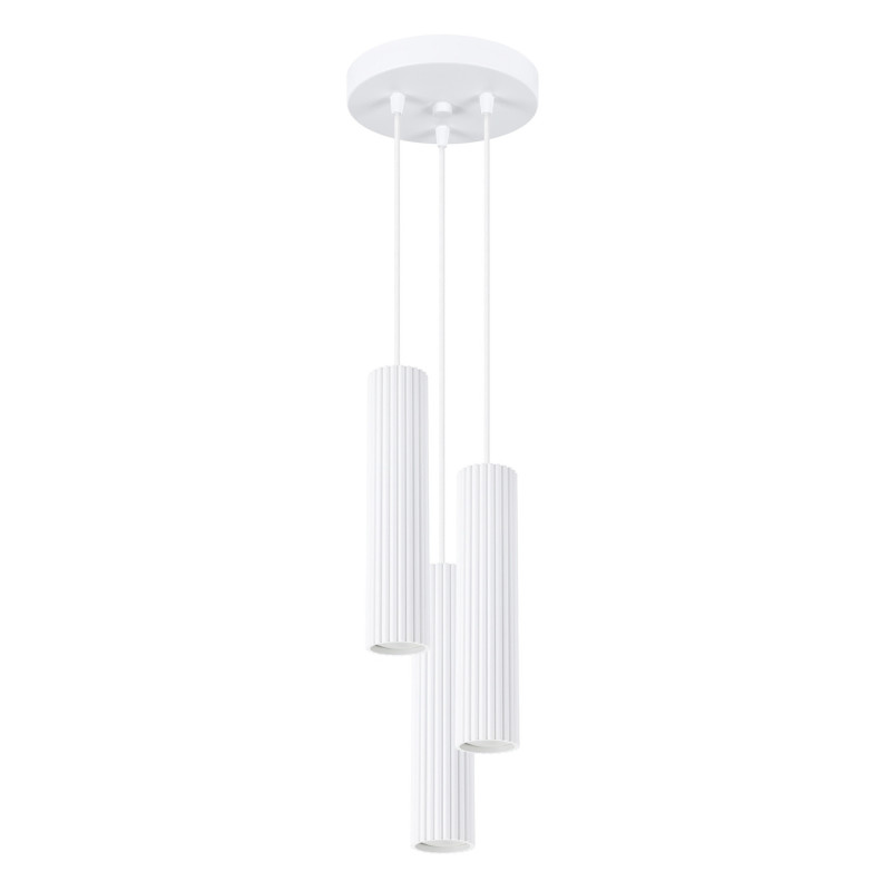 Suspension KARBON 3P Blanc Sollux | 3 Lampes GU10 Design