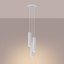 Suspension KARBON 3P Blanc Sollux | 3 Lampes GU10 Design