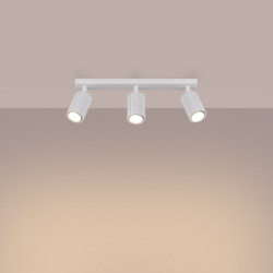 Plafonnier KARBON 3L Blanc Sollux | Barre 3 Spots GU10 Orientables