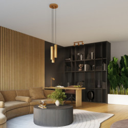 Suspension KARBON 3P Or Sollux | Lampe 3 GU10 en aluminium