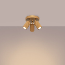 Plafonnier KARBON 3P Or Sollux | Plafonnier Rond 3 Spots GU10