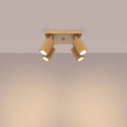Plafonnier KARBON 4 Or Sollux | Plafonnier Carré 4 Spots GU10