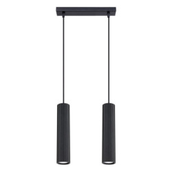 Lampe suspendue KARBON 2 Noir Sollux | Suspension 2 Lumières GU10 Design