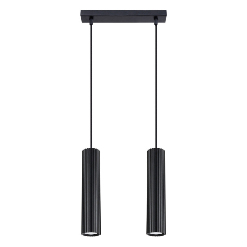 Lampe suspendue KARBON 2 Noir Sollux | Suspension 2 Lumières GU10 Design