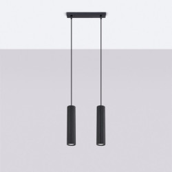 Lampe suspendue KARBON 2 Noir Sollux | Suspension 2 Lumières GU10 Design