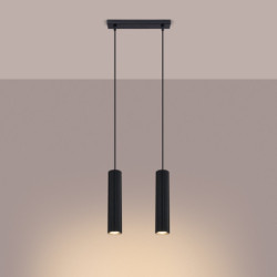 Lampe suspendue KARBON 2 Noir Sollux | Suspension 2 Lumières GU10 Design