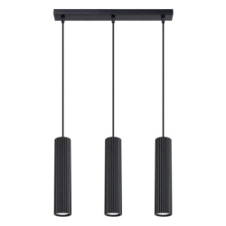 Lampe suspendue KARBON 3L Noir Sollux | Suspension Linéaire 3 GU10 Design