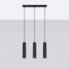 Lampe suspendue KARBON 3L Noir Sollux | Suspension Linéaire 3 GU10 Design