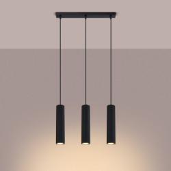Lampe suspendue KARBON 3L Noir Sollux | Suspension Linéaire 3 GU10 Design