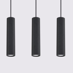 Lampe suspendue KARBON 3L Noir Sollux | Suspension Linéaire 3 GU10 Design