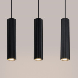 Lampe suspendue KARBON 3L Noir Sollux | Suspension Linéaire 3 GU10 Design