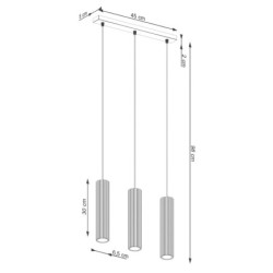 Lampe suspendue KARBON 3L Noir Sollux | Suspension Linéaire 3 GU10 Design