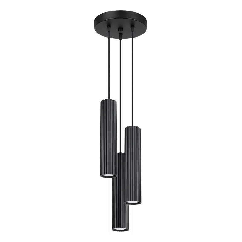 Lampe suspendue KARBON 3P Noir Sollux | Suspension Triple GU10 Design