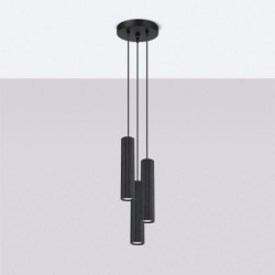 Lampe suspendue KARBON 3P Noir Sollux | Suspension Triple GU10 Design