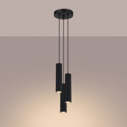 Lampe suspendue KARBON 3P Noir Sollux | Suspension Triple GU10 Design