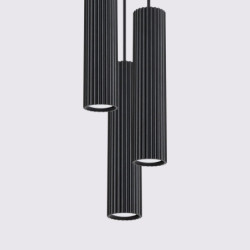 Lampe suspendue KARBON 3P Noir Sollux | Suspension Triple GU10 Design