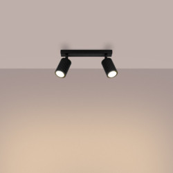 Plafonnier KARBON 2 Noir Sollux | 2 Spots GU10 Orientables Design