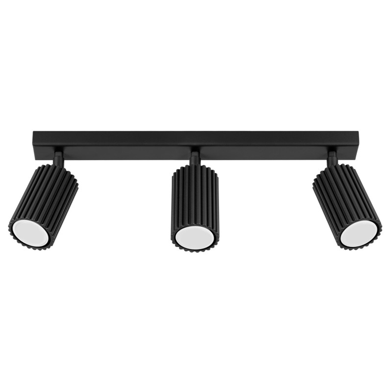 Plafonnier KARBON 3L Noir Sollux | 3 Spots GU10 Orientables Design