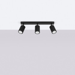 Plafonnier KARBON 3L Noir Sollux | 3 Spots GU10 Orientables Design