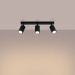 Plafonnier KARBON 3L Noir Sollux | 3 Spots GU10 Orientables Design