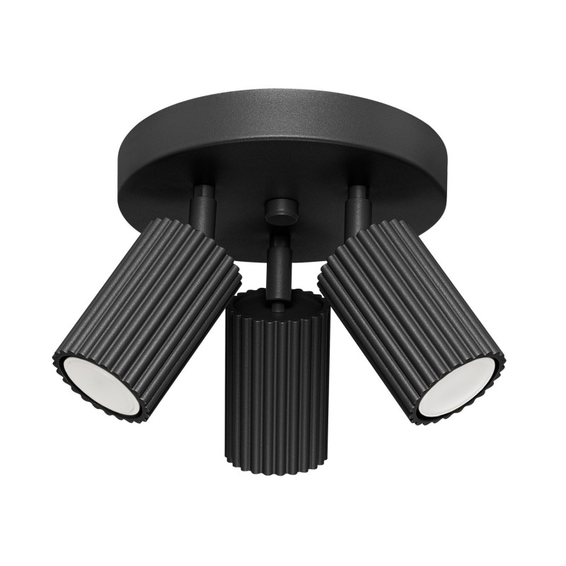 Plafonnier KARBON 3P Noir Sollux | 3 Spots GU10 Orientables Design