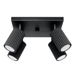 Plafonnier KARBON 4 Noir Sollux | Plafonnier 4 Spots GU10 Orientables