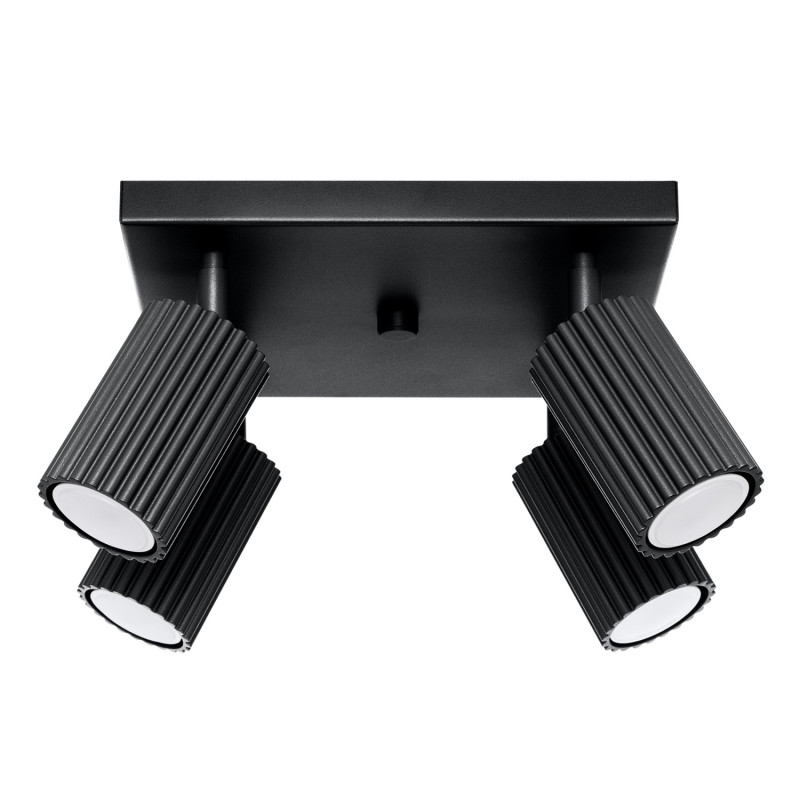Plafonnier KARBON 4 Noir Sollux | Plafonnier 4 Spots GU10 Orientables