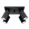 Plafonnier KARBON 4 Noir Sollux | Plafonnier 4 Spots GU10 Orientables