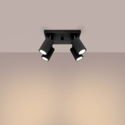 Plafonnier KARBON 4 Noir Sollux | Plafonnier 4 Spots GU10 Orientables