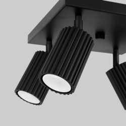Plafonnier KARBON 4 Noir Sollux | Plafonnier 4 Spots GU10 Orientables