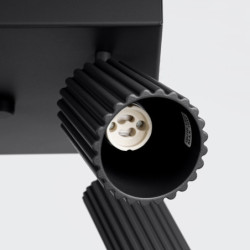 Plafonnier KARBON 4 Noir Sollux | Plafonnier 4 Spots GU10 Orientables