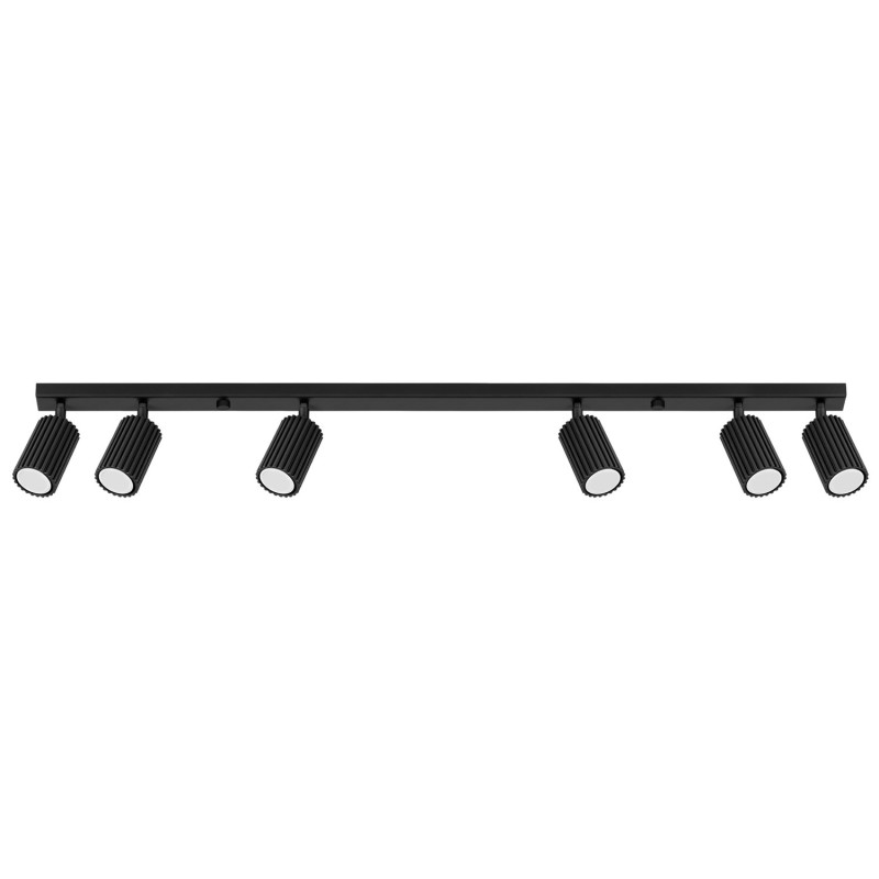 Plafonnier KARBON 6L Noir Sollux | 6 Spots GU10 Orientables 117 cm