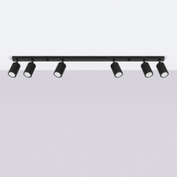 Plafonnier KARBON 6L Noir Sollux | 6 Spots GU10 Orientables 117 cm