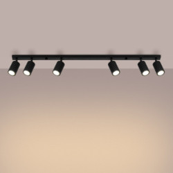 Plafonnier KARBON 6L Noir Sollux | 6 Spots GU10 Orientables 117 cm