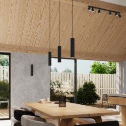 Plafonnier KARBON 6L Noir Sollux | 6 Spots GU10 Orientables 117 cm