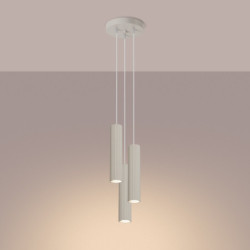 Lampe suspendue KARBON 3P Beige Sollux | Suspension Triple GU10 Design